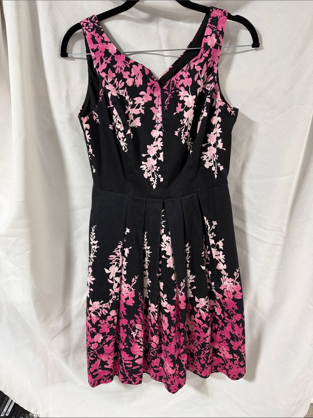White House Black Market Black Dress with Pink Floral Ombre